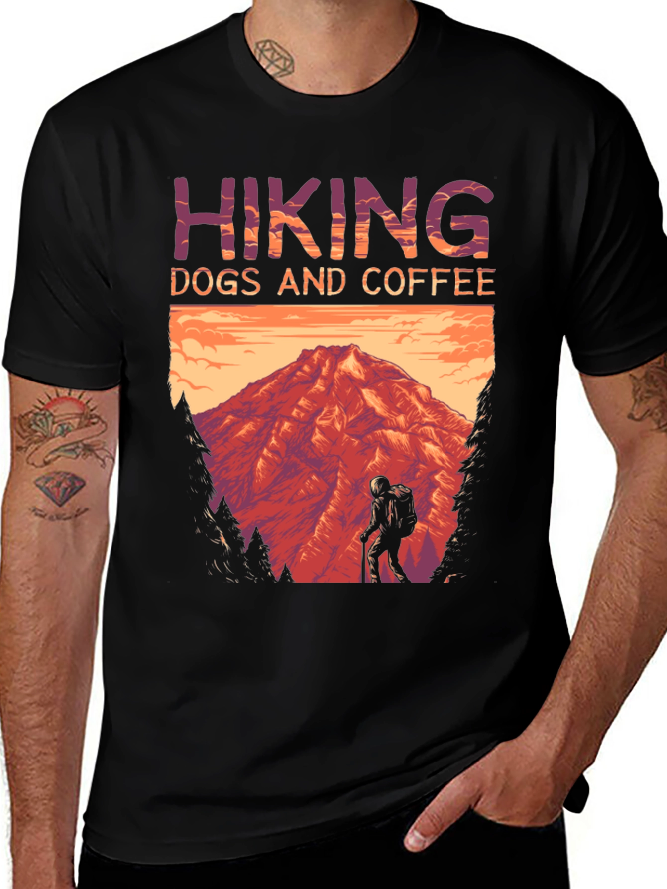 Hiking Dogs and Coffee T-Shirt - Mountain Adventure