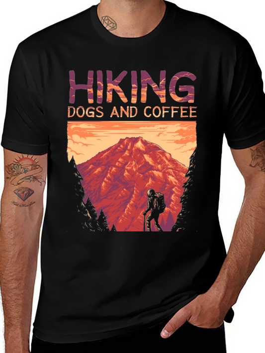 Hiking Dogs and Coffee T-Shirt - Mountain Adventure