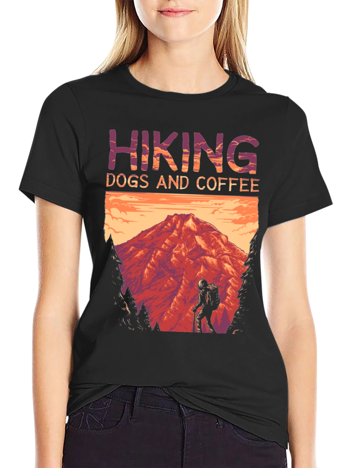 Hiking Dogs and Coffee T-Shirt - Mountain Adventure