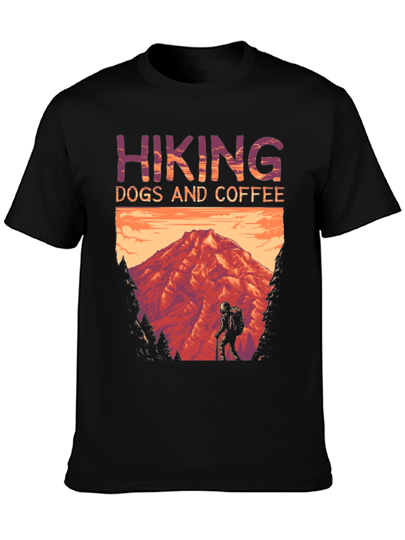 Hiking Dogs and Coffee T-Shirt - Mountain Adventure