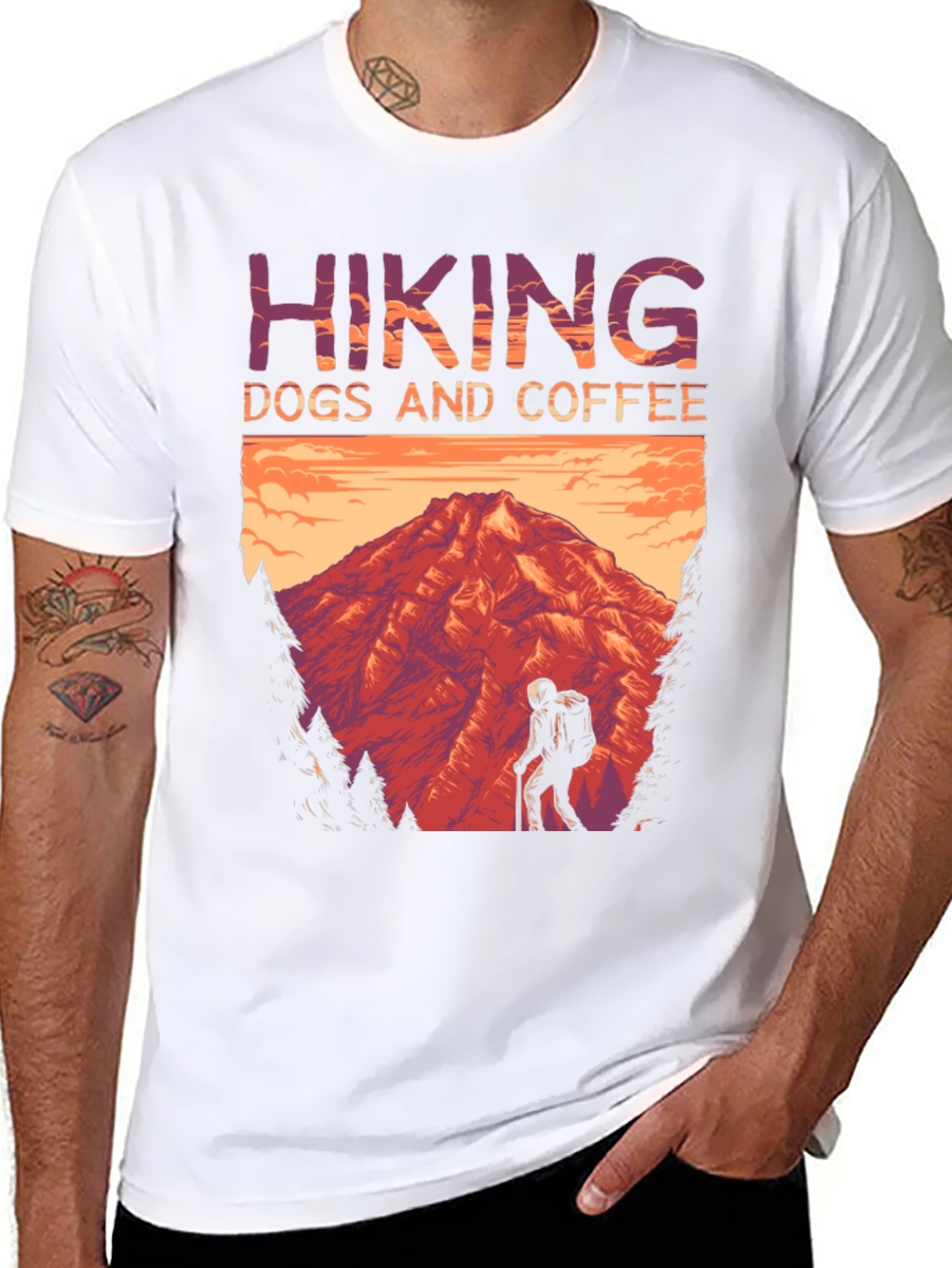 Hiking Dogs and Coffee T-Shirt - Mountain Adventure