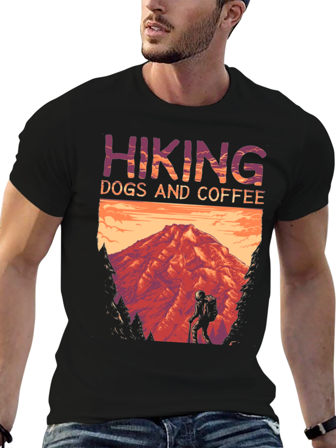 Hiking Dogs and Coffee T-Shirt - Mountain Adventure