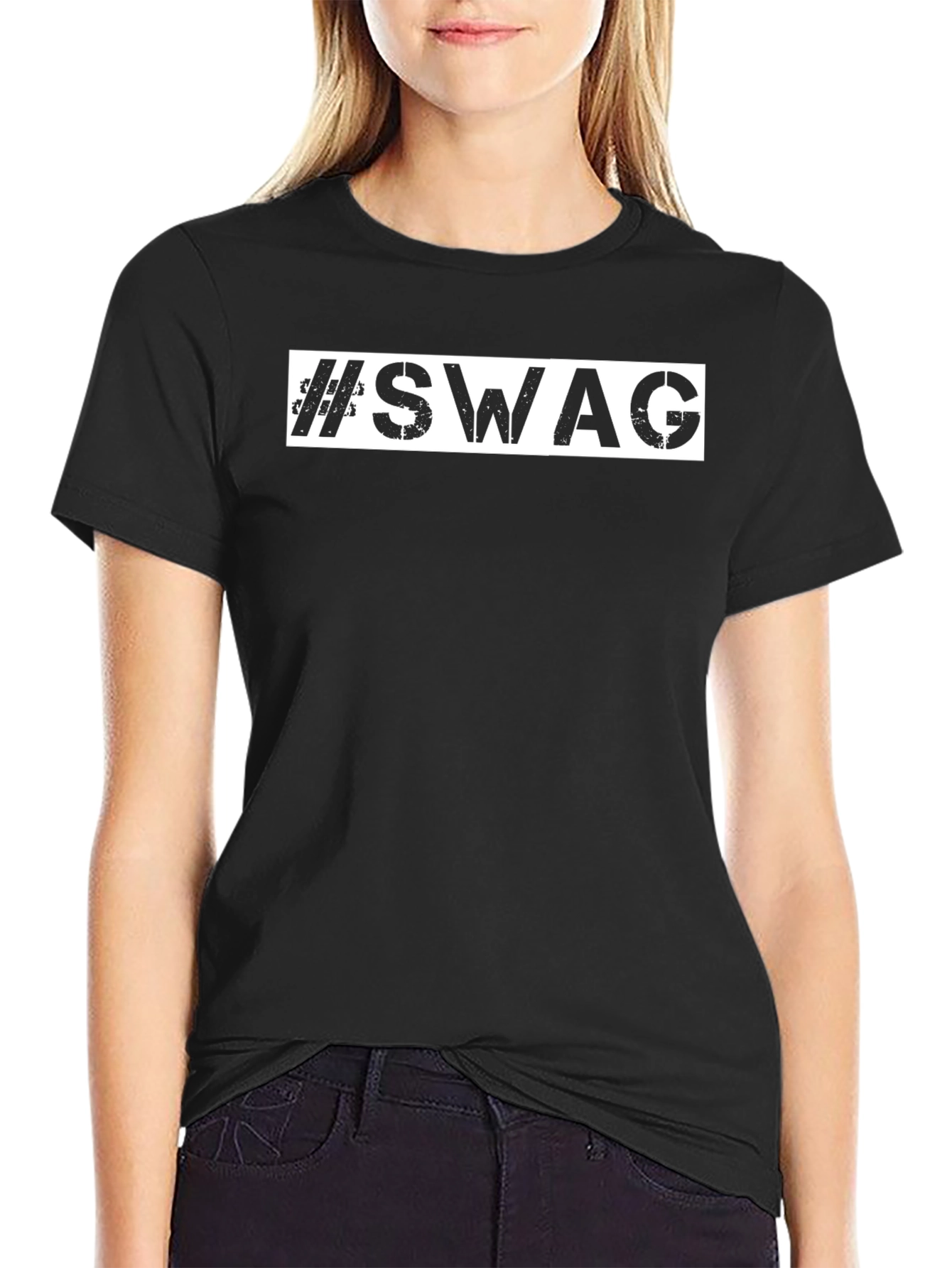 #SWAG Mens Black Graphic Print Tee
