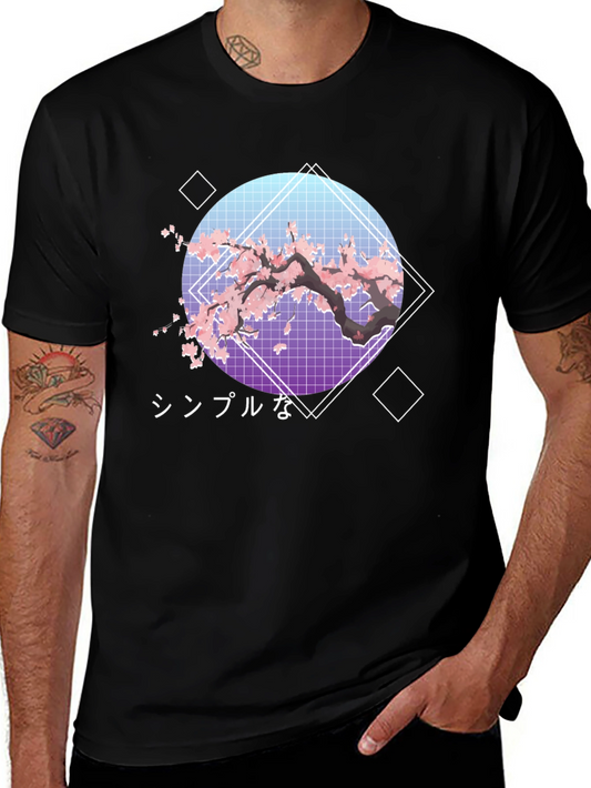 Cherry Blossom Aesthetic T-Shirt - Japanese Vaporwave Design