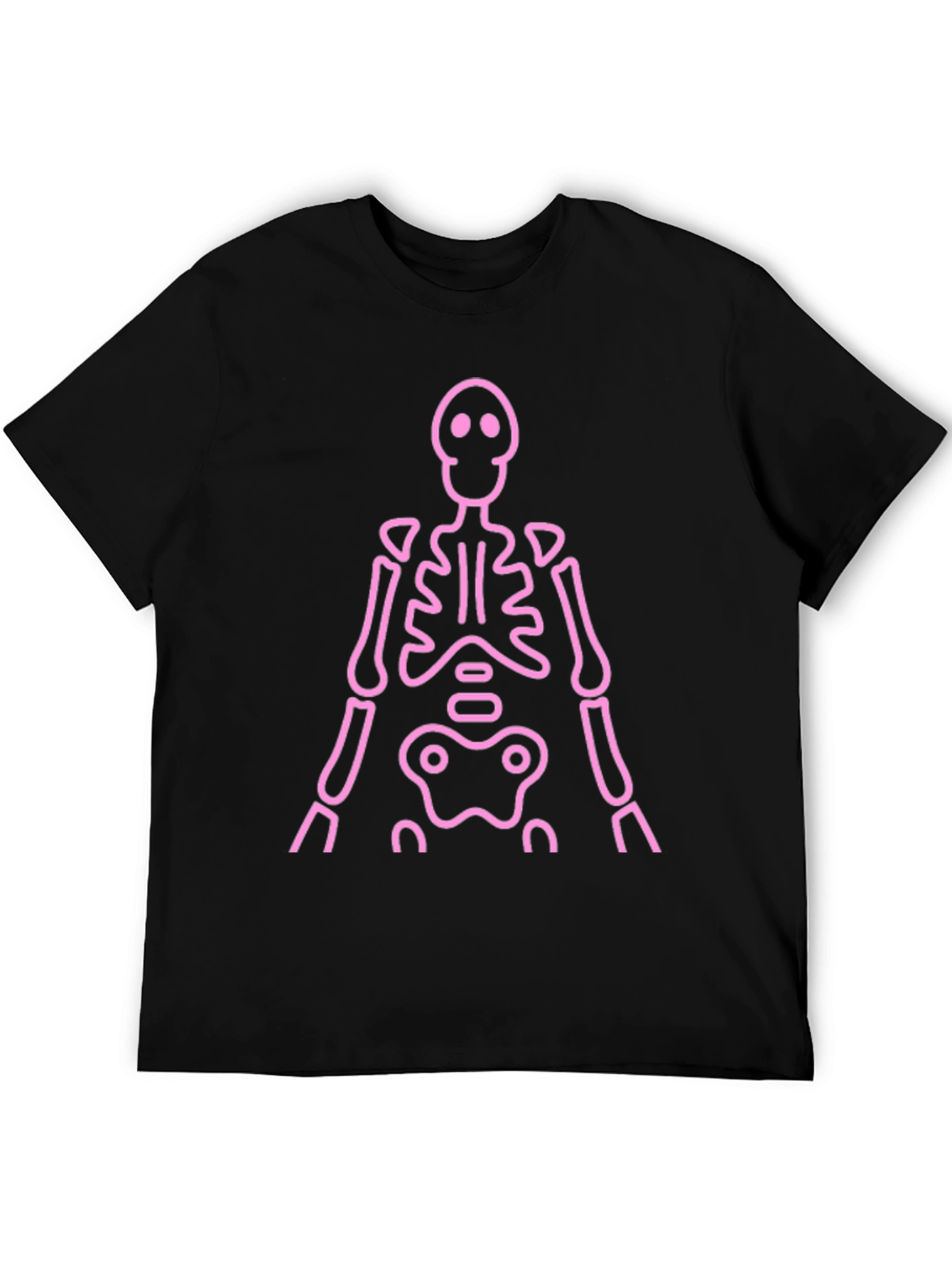 Pink Skeleton Graphic Tee - Black Casual Shirt