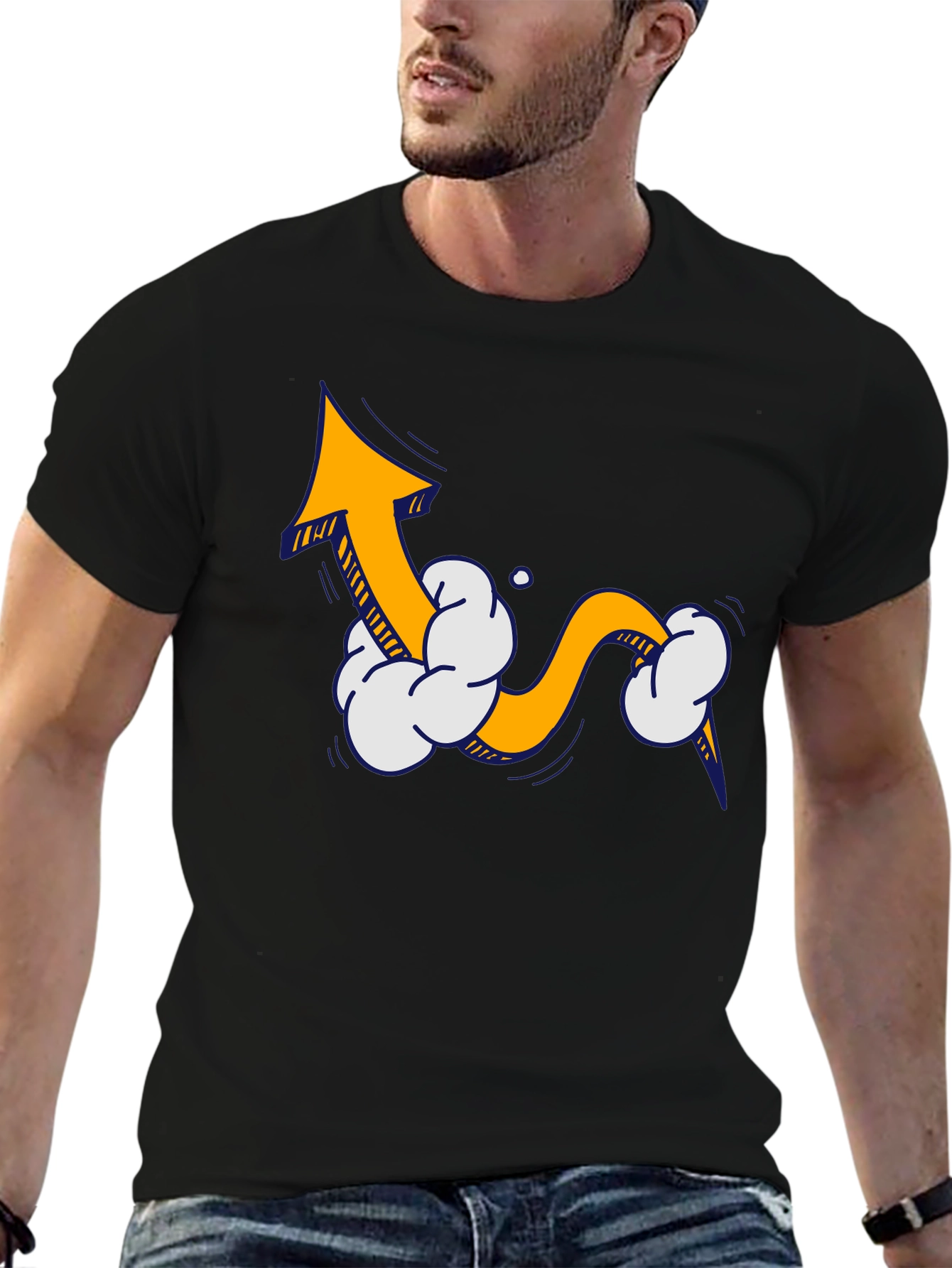 Upward Trend Tee - Cartoon Arrow Design