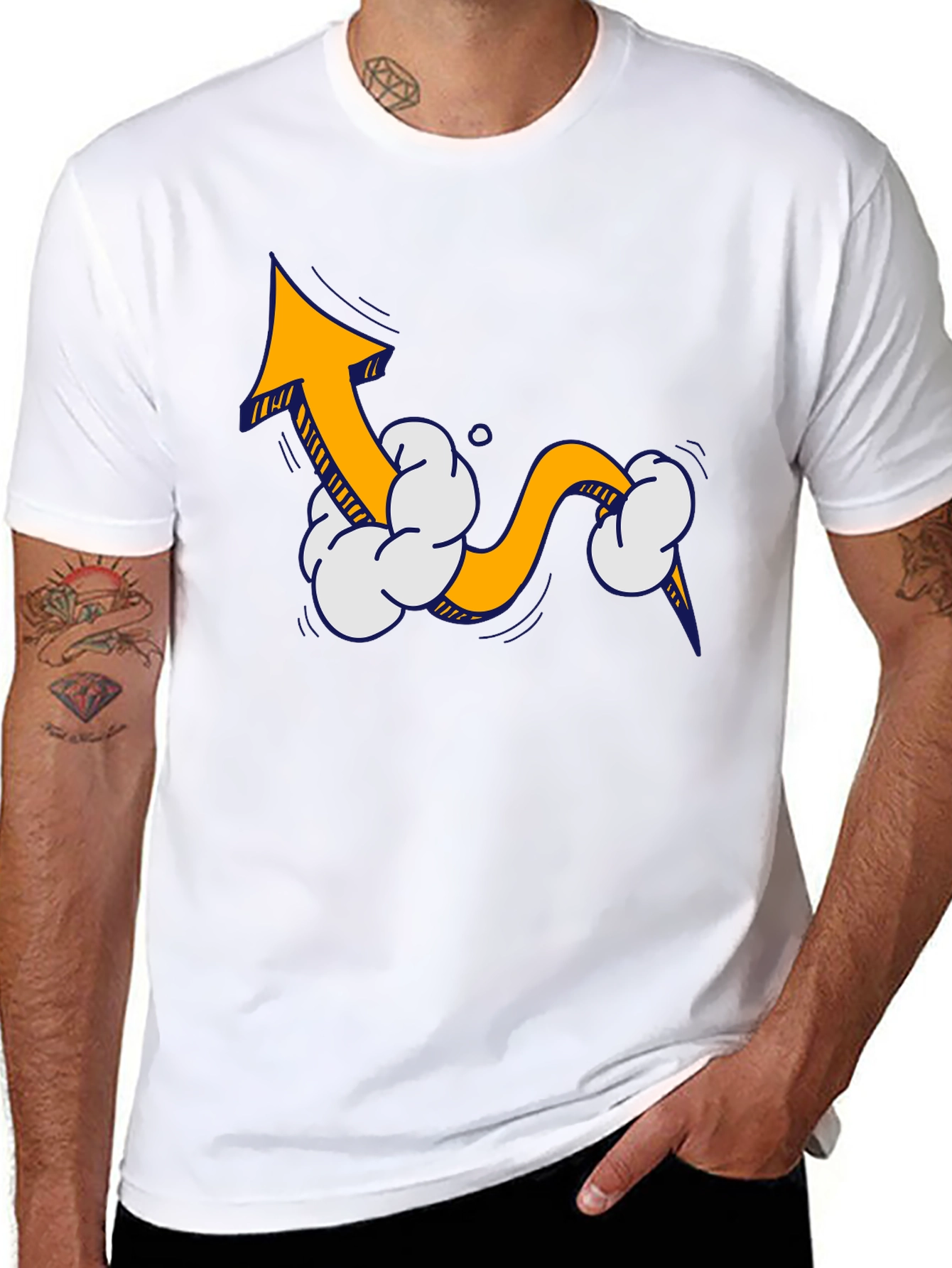 Upward Trend Tee - Cartoon Arrow Design