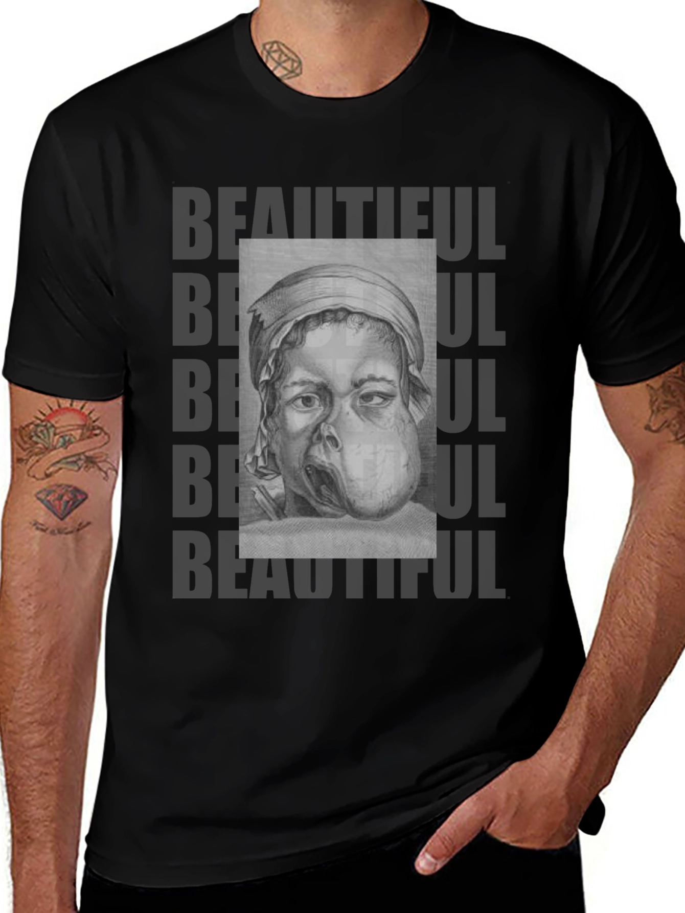 Unique Graphic Tee: Beautiful Print