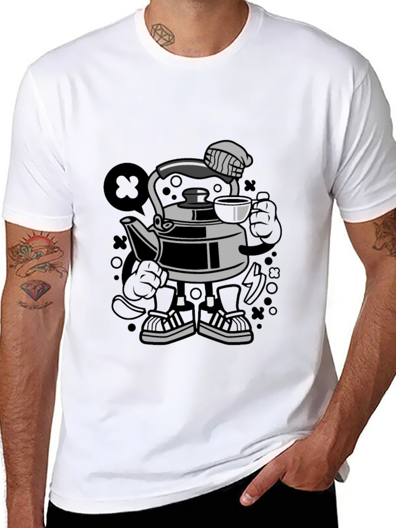 Cartoon Kettle Character T-Shirt | Funny Kitchen Graphic Tee | Cute Appliance Shirt | Gift for Cooking Lovers | Free Shipping $50+