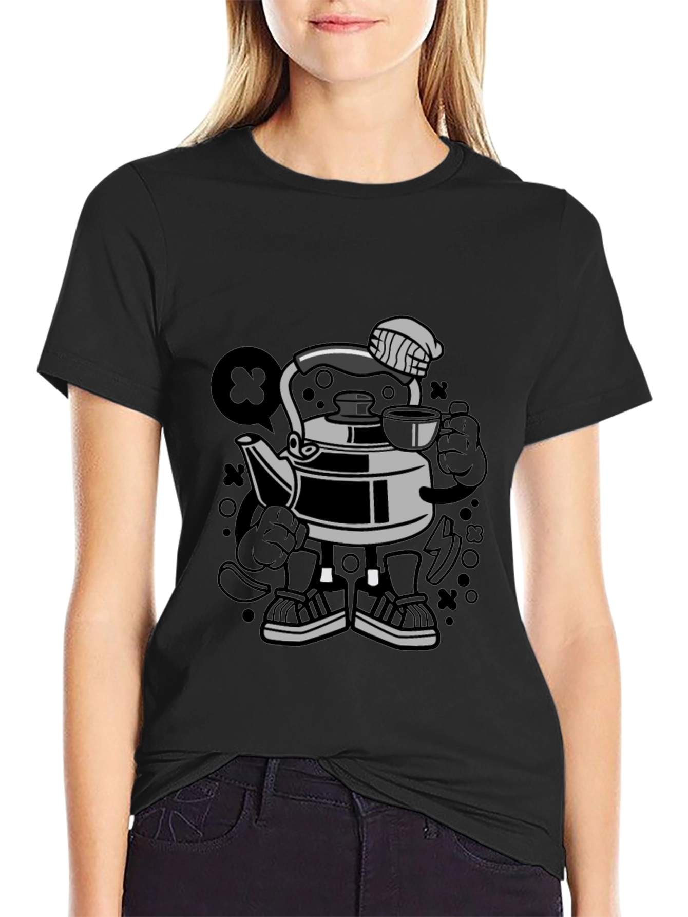 Cartoon Kettle Character T-Shirt | Funny Kitchen Graphic Tee | Cute Appliance Shirt | Gift for Cooking Lovers | Free Shipping $50+