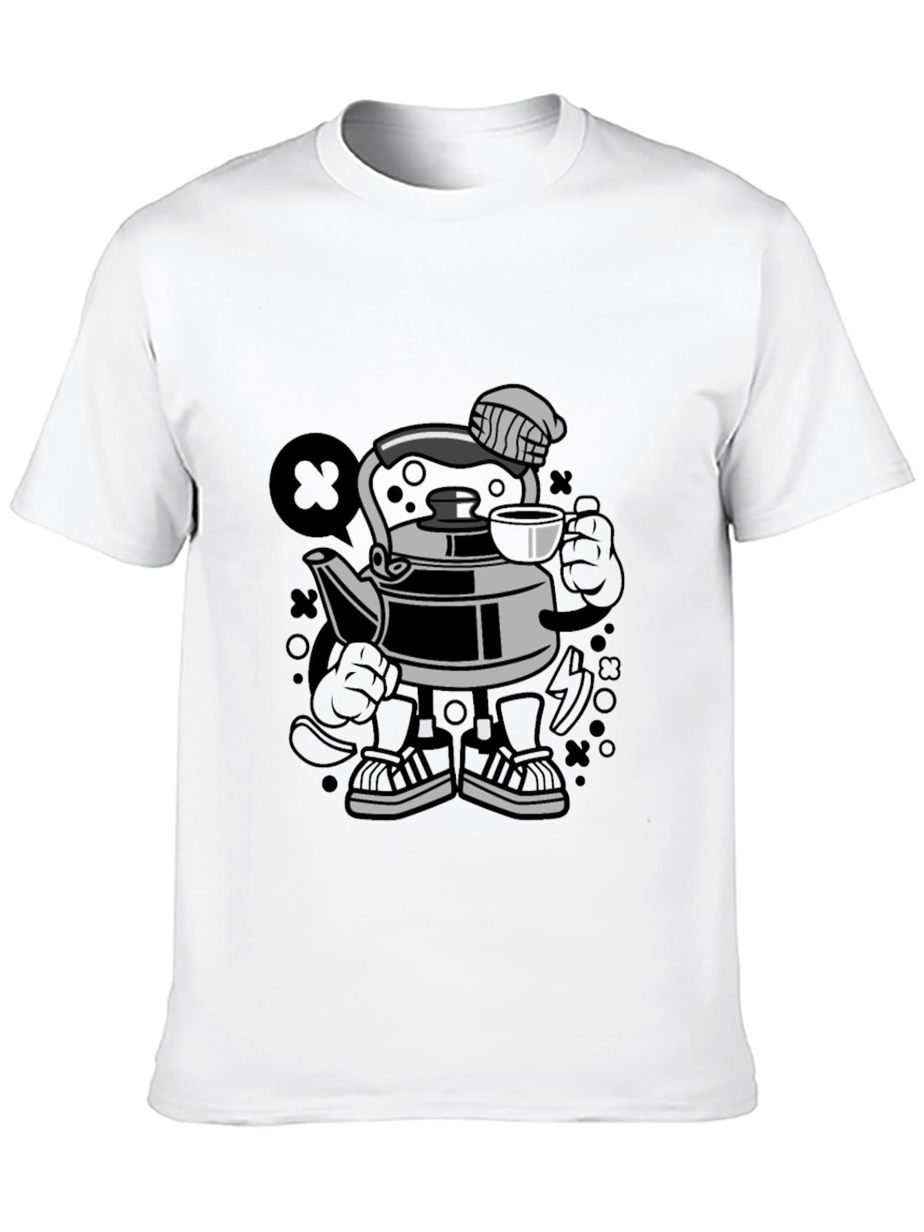 Cartoon Kettle Character T-Shirt | Funny Kitchen Graphic Tee | Cute Appliance Shirt | Gift for Cooking Lovers | Free Shipping $50+