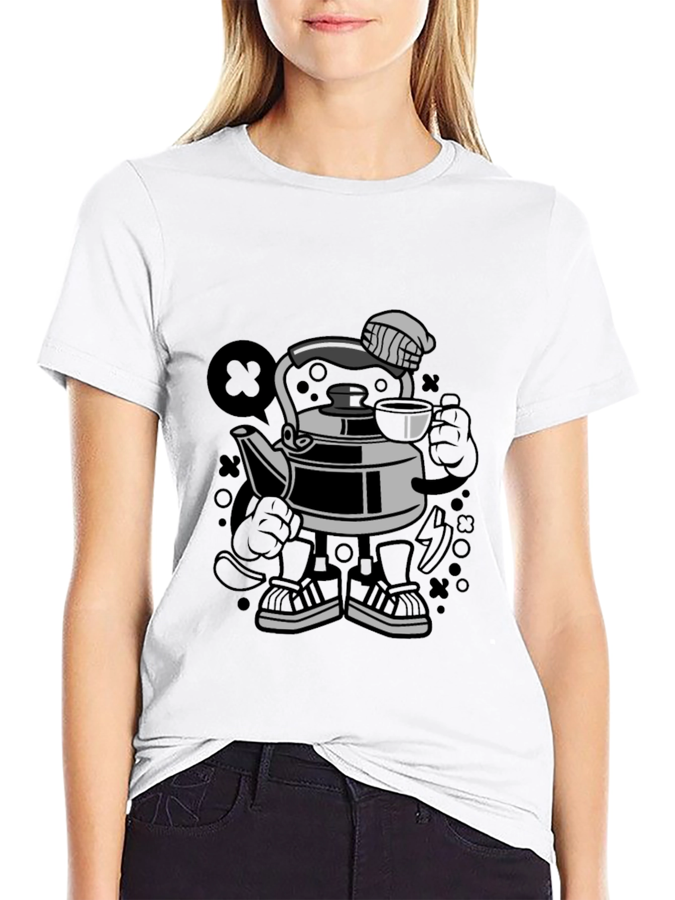 Cartoon Kettle Character T-Shirt | Funny Kitchen Graphic Tee | Cute Appliance Shirt | Gift for Cooking Lovers | Free Shipping $50+
