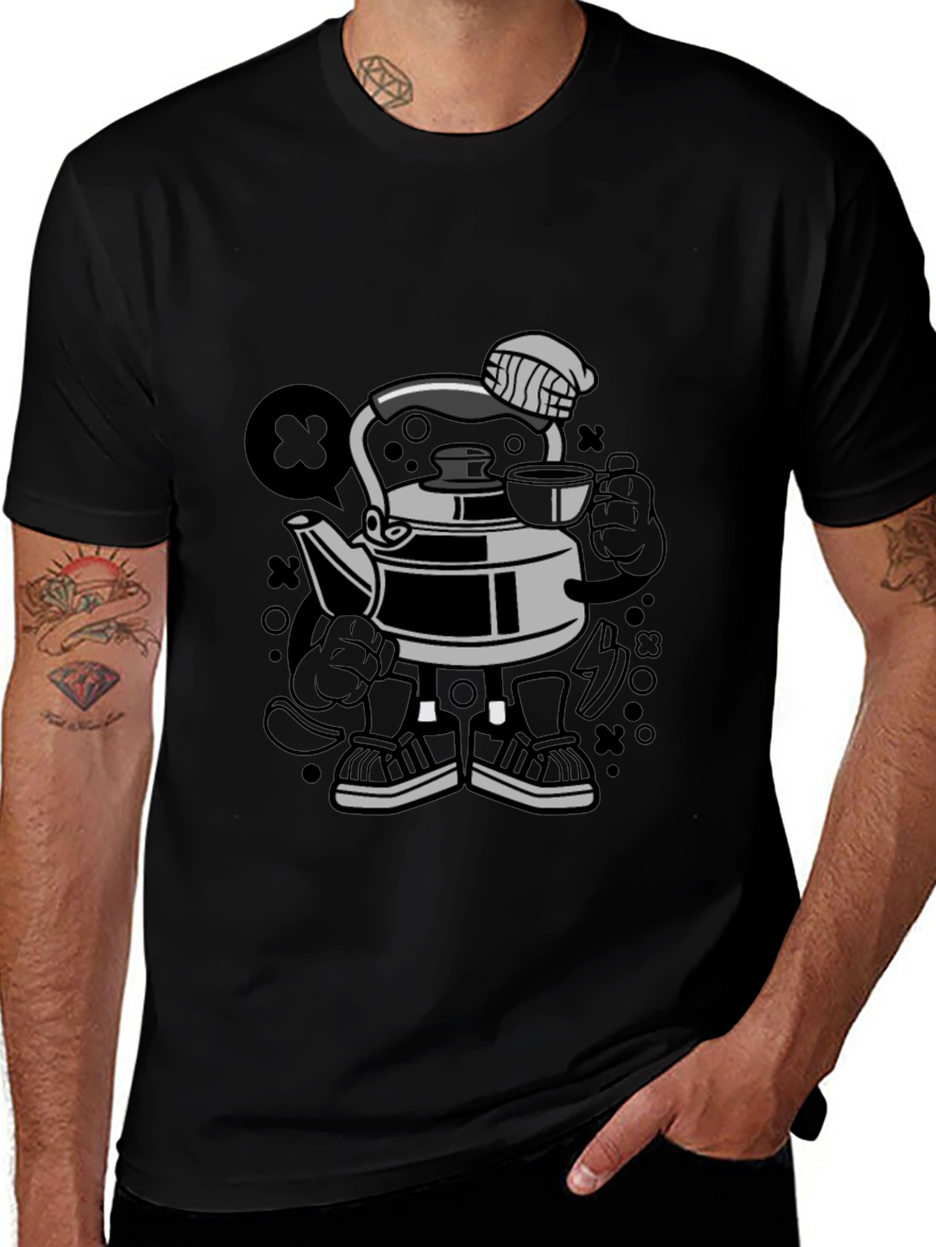 Cartoon Kettle Character T-Shirt | Funny Kitchen Graphic Tee | Cute Appliance Shirt | Gift for Cooking Lovers | Free Shipping $50+