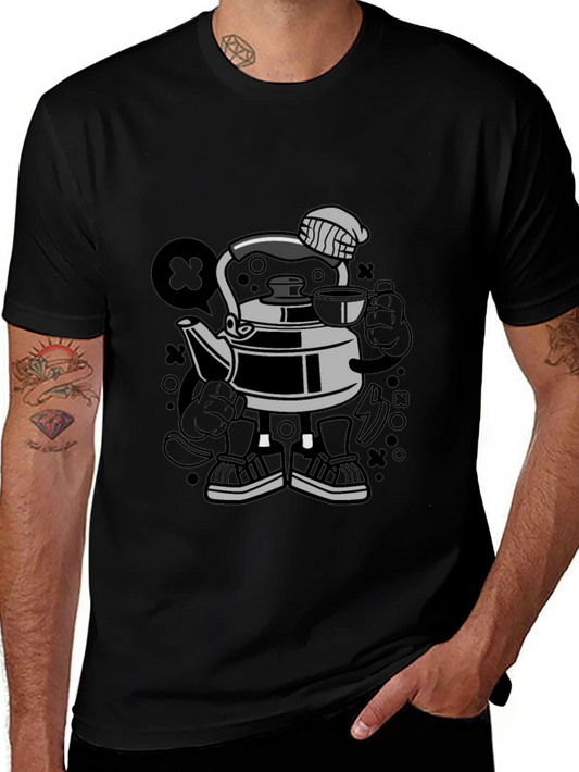 Cartoon Kettle Character T-Shirt | Funny Kitchen Graphic Tee | Cute Appliance Shirt | Gift for Cooking Lovers | Free Shipping $50+