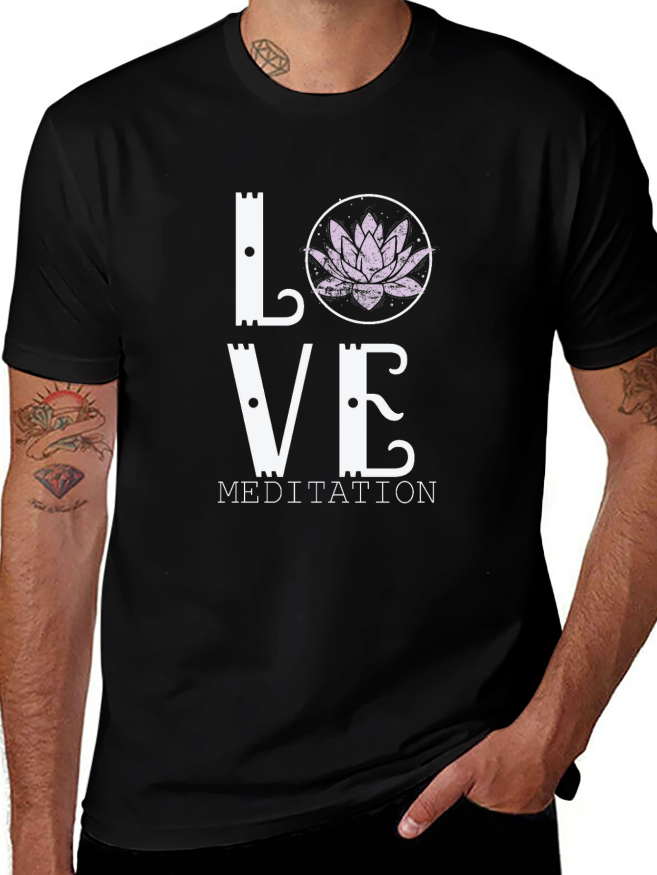 Love Meditation Lotus Flower Graphic Tee