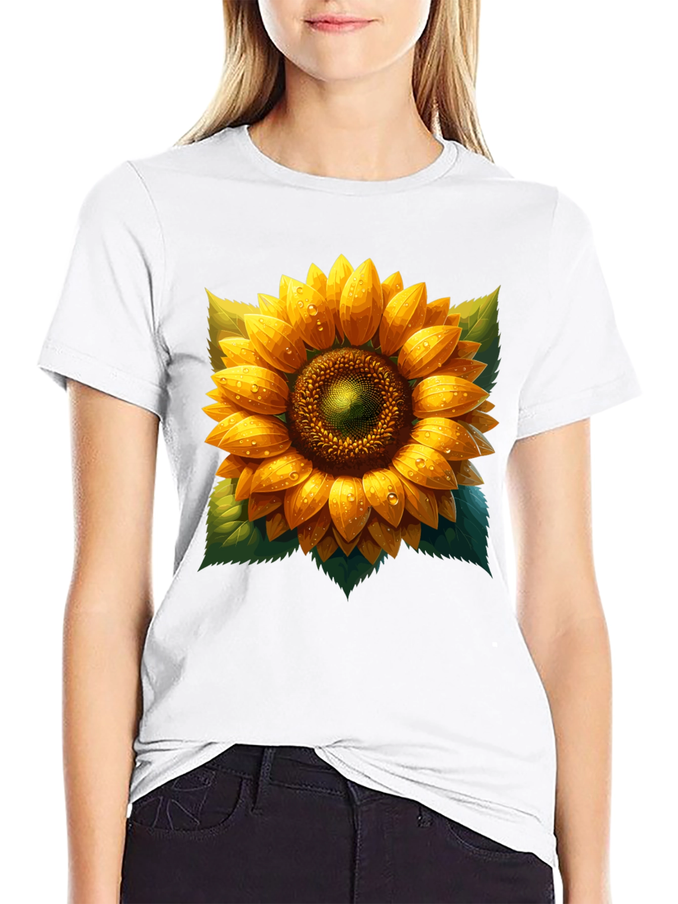Sunflower Graphic Tee - Artistic Floral Design