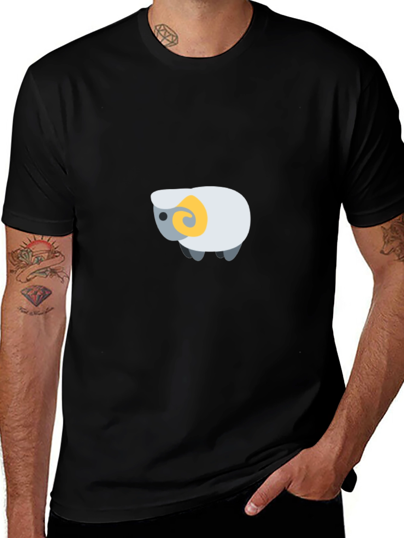 Stylish Black Tee with Ram Graphic