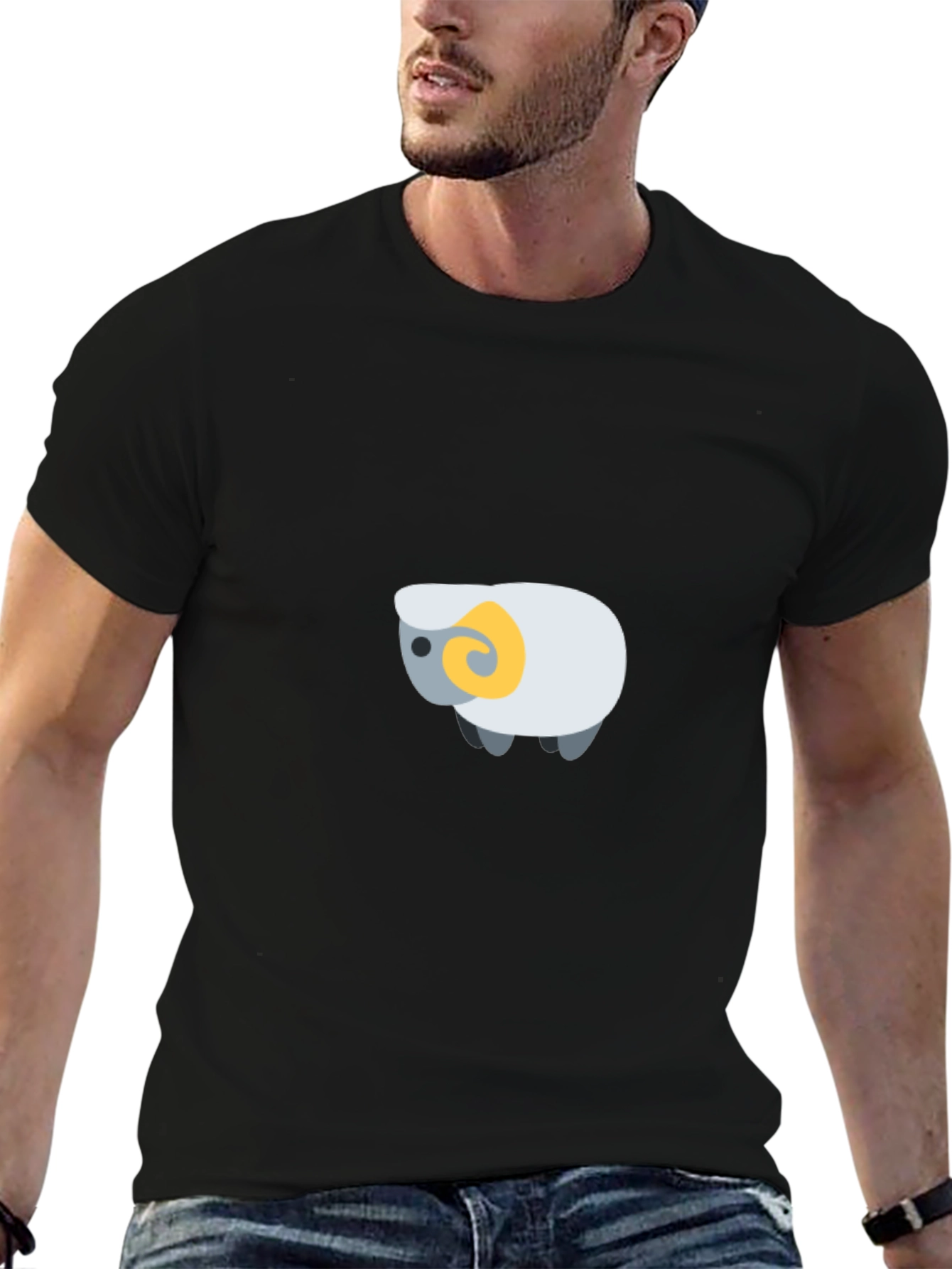 Stylish Black Tee with Ram Graphic