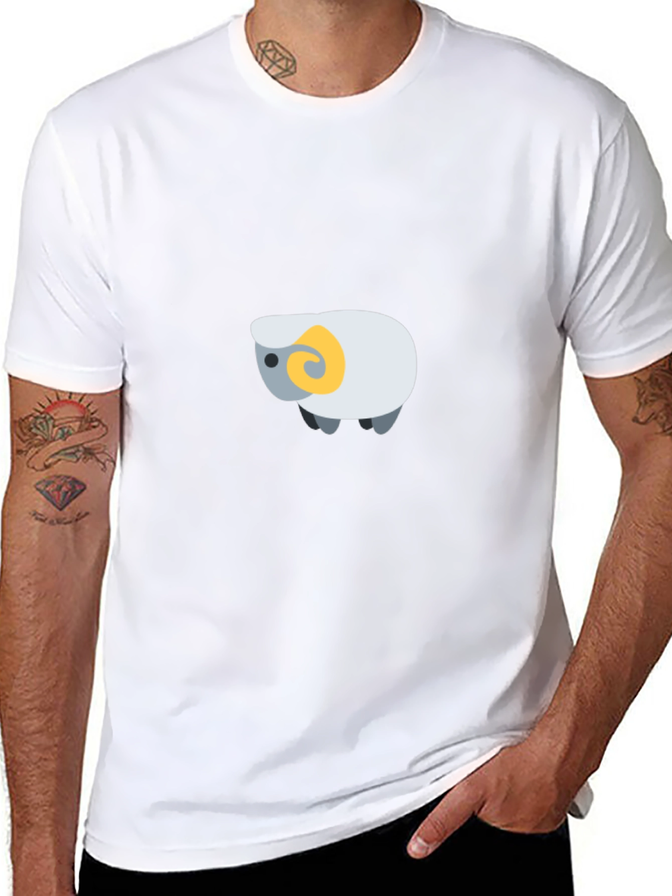 Stylish Black Tee with Ram Graphic