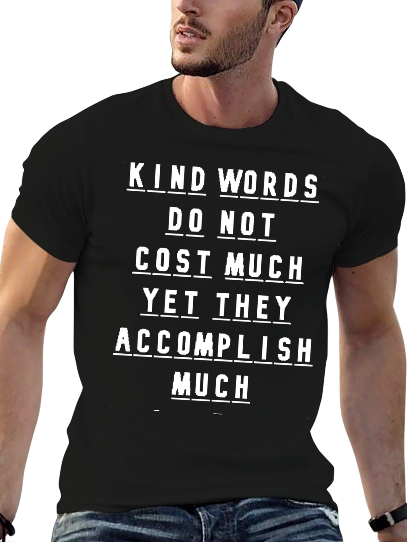 Kind Words Graphic T-Shirt - Motivational Black Tee