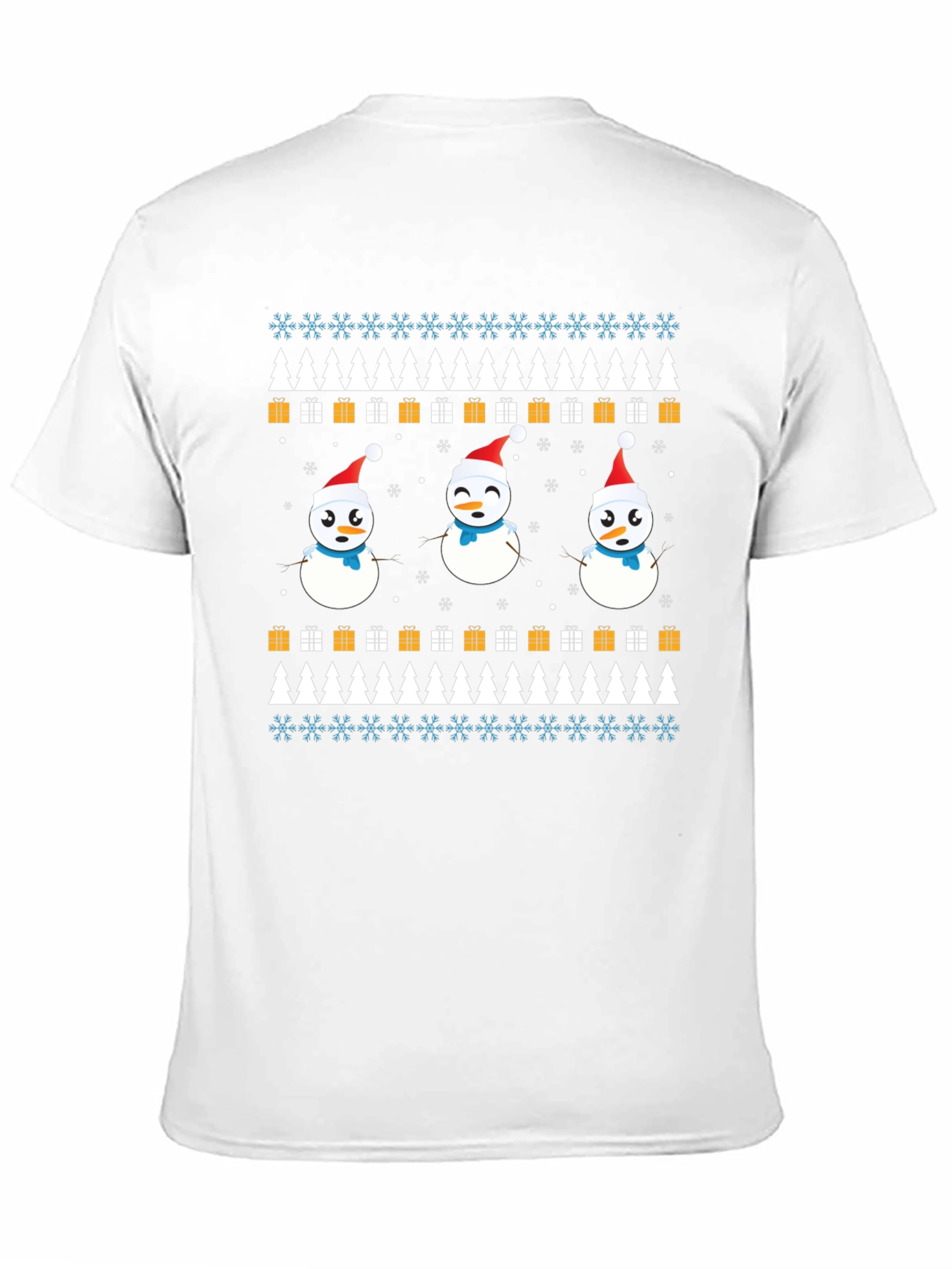 Festive Snowman Pattern T-Shirt - Holiday Cheer