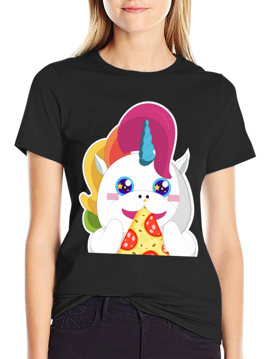 Unicorn Pizza Lover Graphic Tee - Black