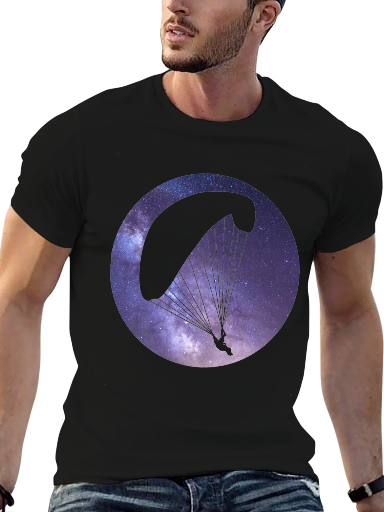 Galaxy Paragliding Black T-Shirt