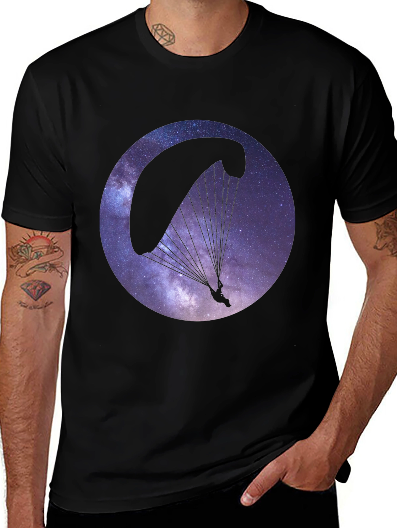 Galaxy Paragliding Black T-Shirt