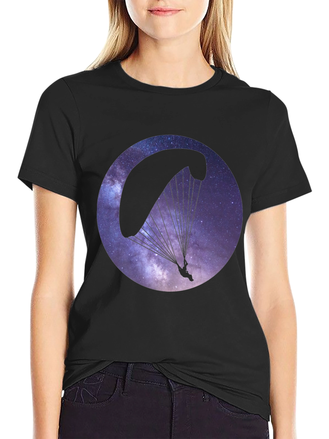 Galaxy Paragliding Black T-Shirt