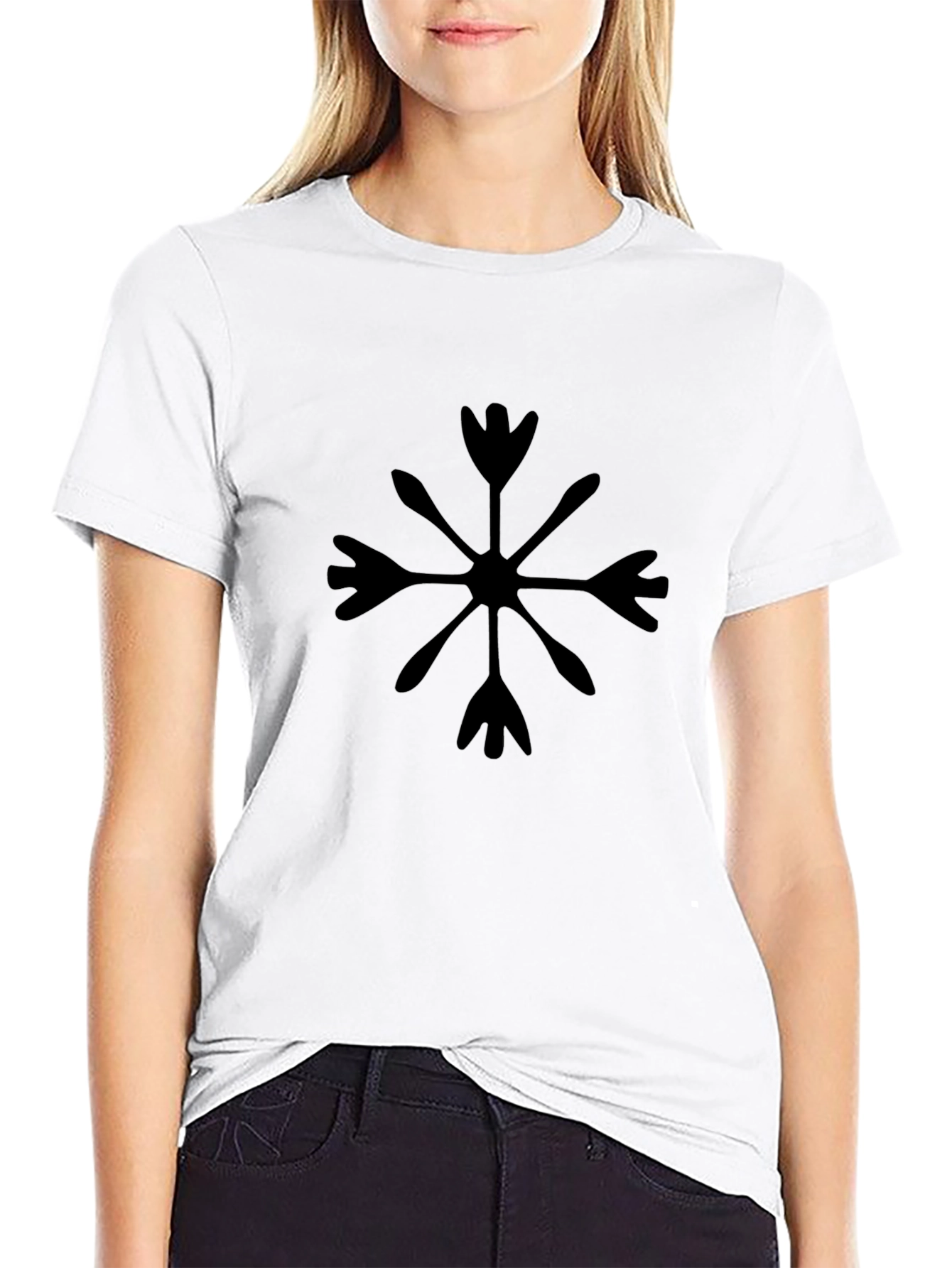 Black Graphic Tee: Unique Snowflake Design