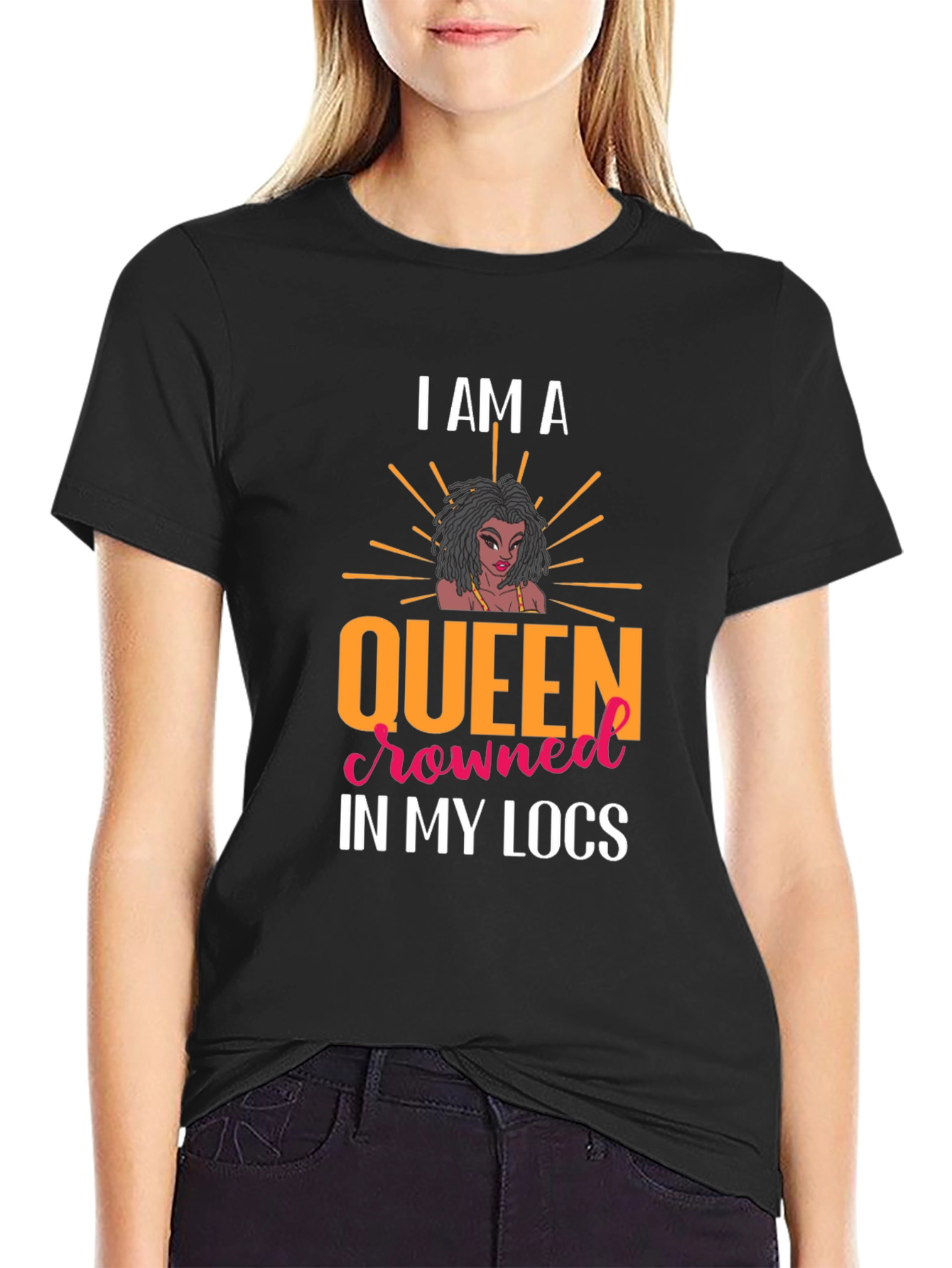 Queen in My Locs Black T-Shirt