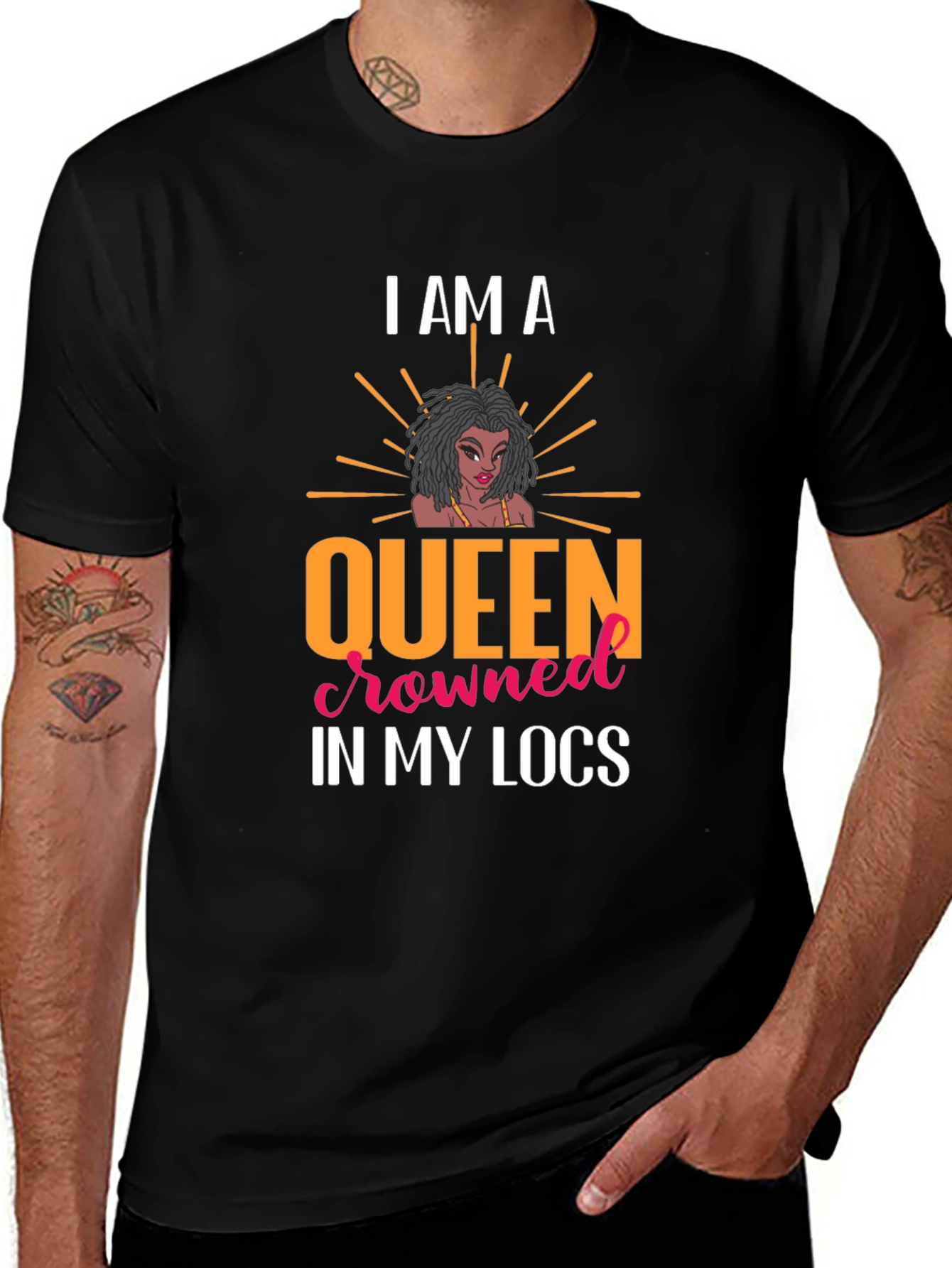 Queen in My Locs Black T-Shirt