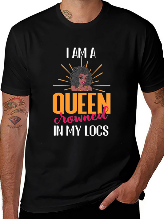 Queen in My Locs Black T-Shirt