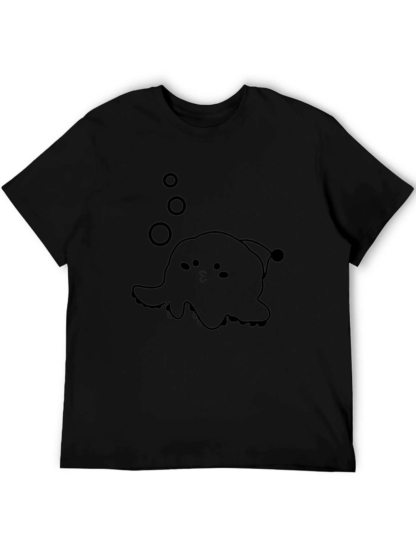Cute Octopus Graphic Tee - Black Cotton Blend