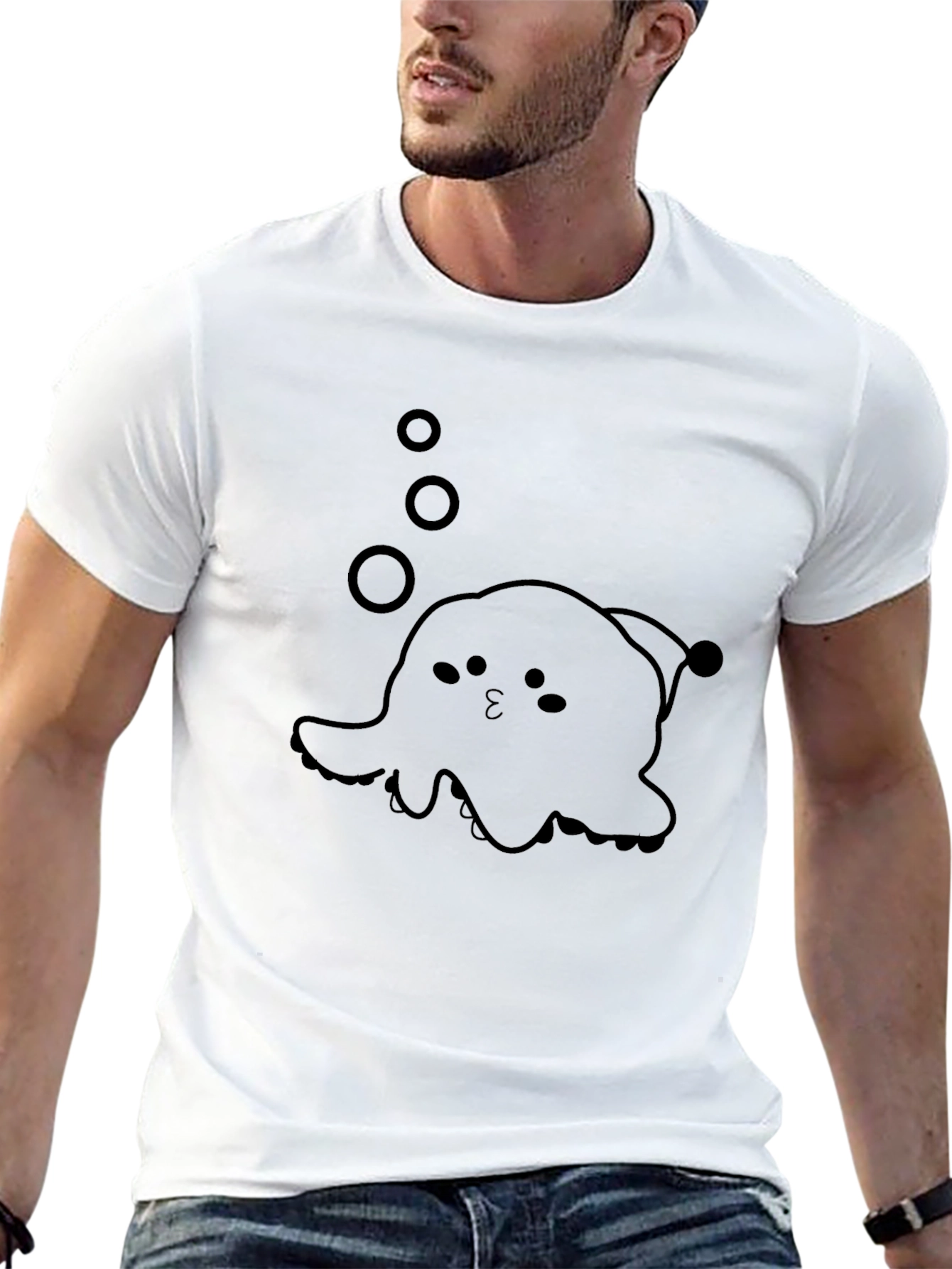 Cute Octopus Graphic Tee - Black Cotton Blend