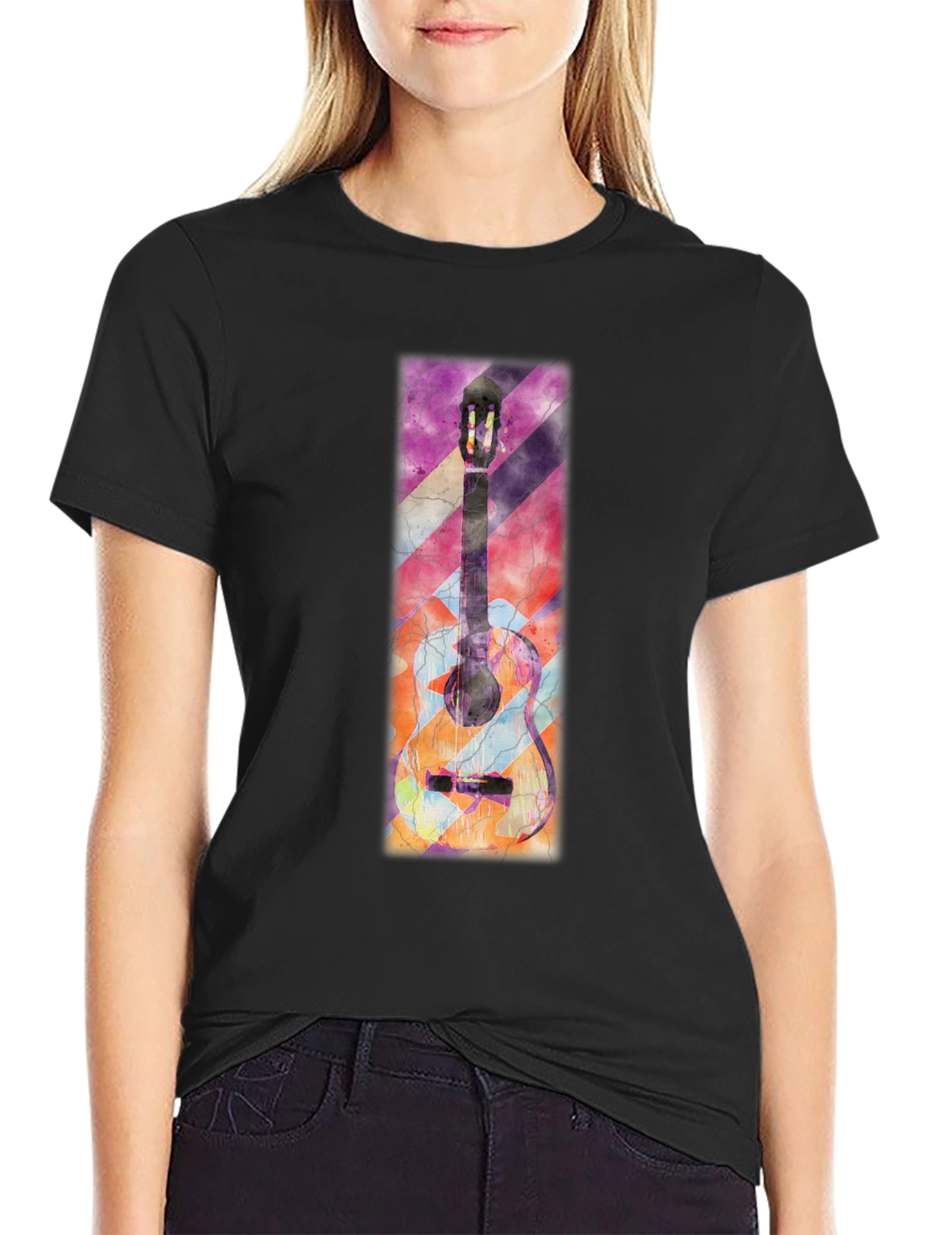 Abstract Guitar Graphic T-Shirt - Unique Music Lover Tee
