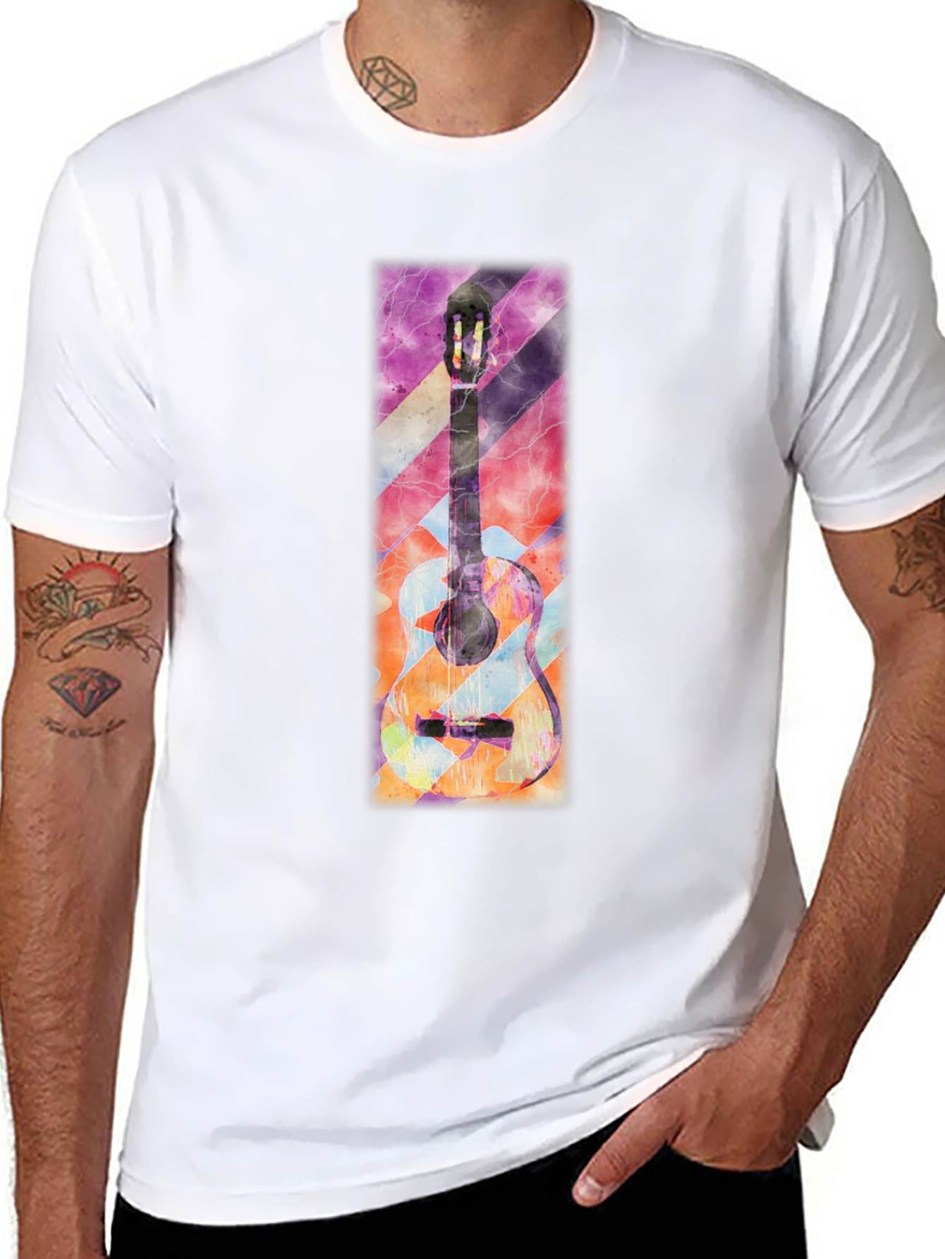 Abstract Guitar Graphic T-Shirt - Unique Music Lover Tee