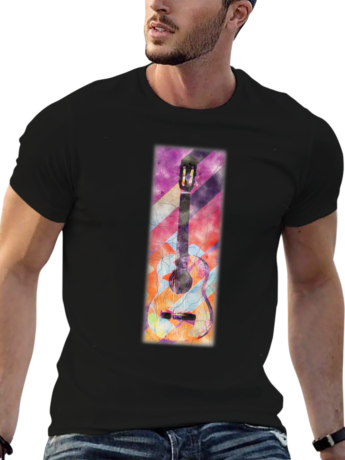 Abstract Guitar Graphic T-Shirt - Unique Music Lover Tee