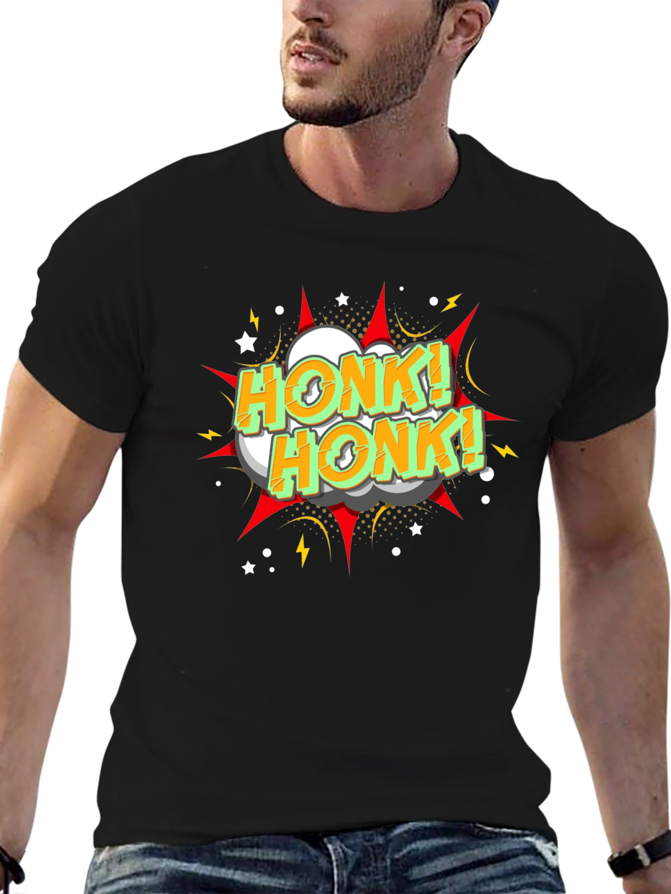 Honk! Honk! Graphic Print Black T-Shirt