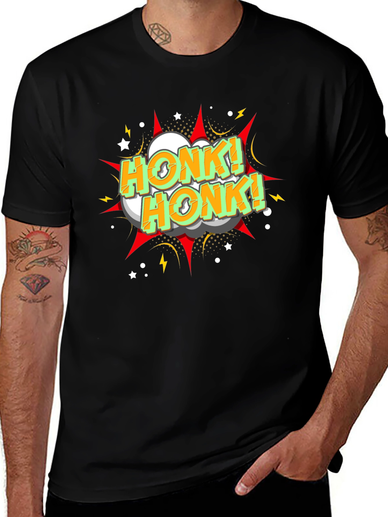 Honk! Honk! Graphic Print Black T-Shirt