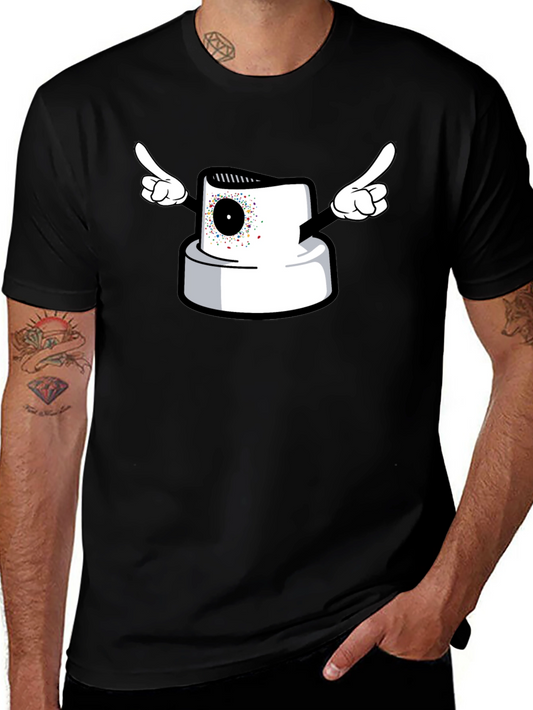 Spray Paint Cap Cartoon Graphic T-Shirt