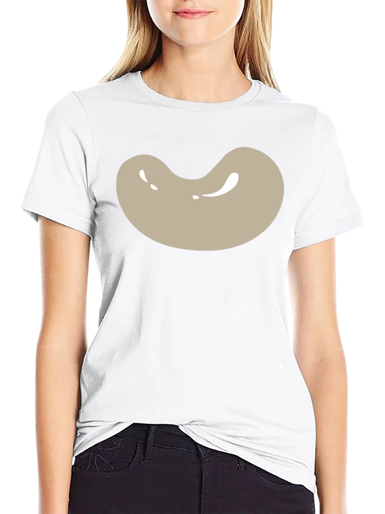 Bean Graphic Tee - Black Cotton Blend Casual T-Shirt