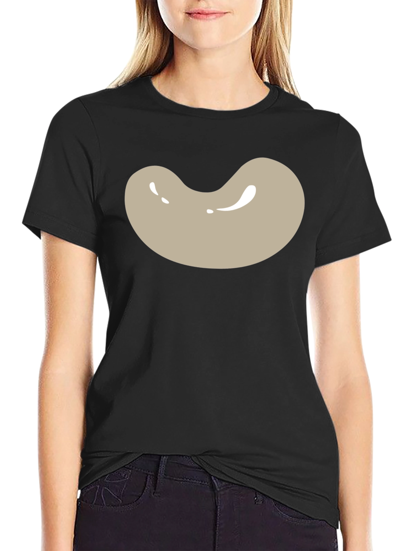 Bean Graphic Tee - Black Cotton Blend Casual T-Shirt
