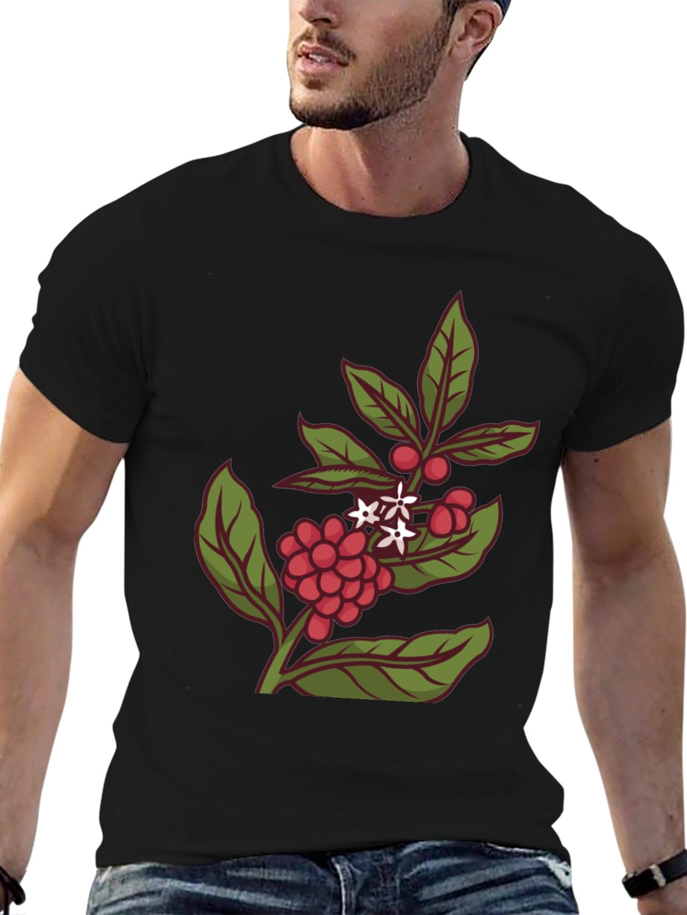 Coffee Plant Graphic Tee - Stylish Black T-Shirt