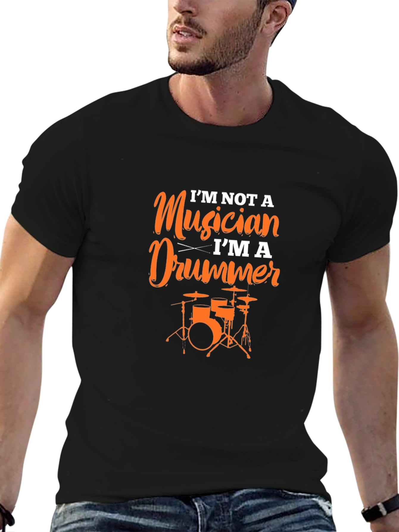 Im Not A Musician Im A Drummer Black T-Shirt