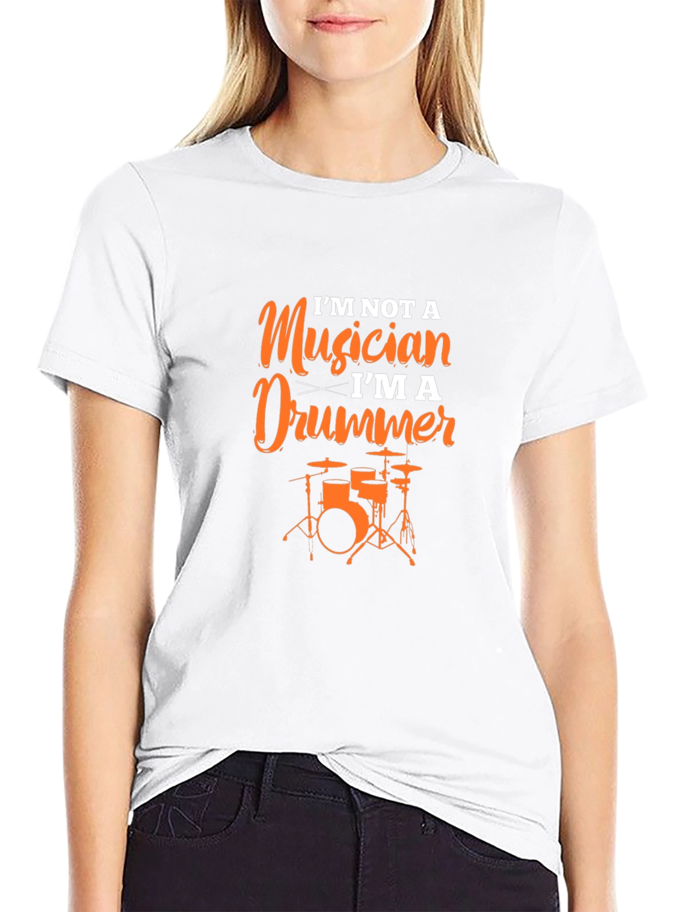 Im Not A Musician Im A Drummer Black T-Shirt