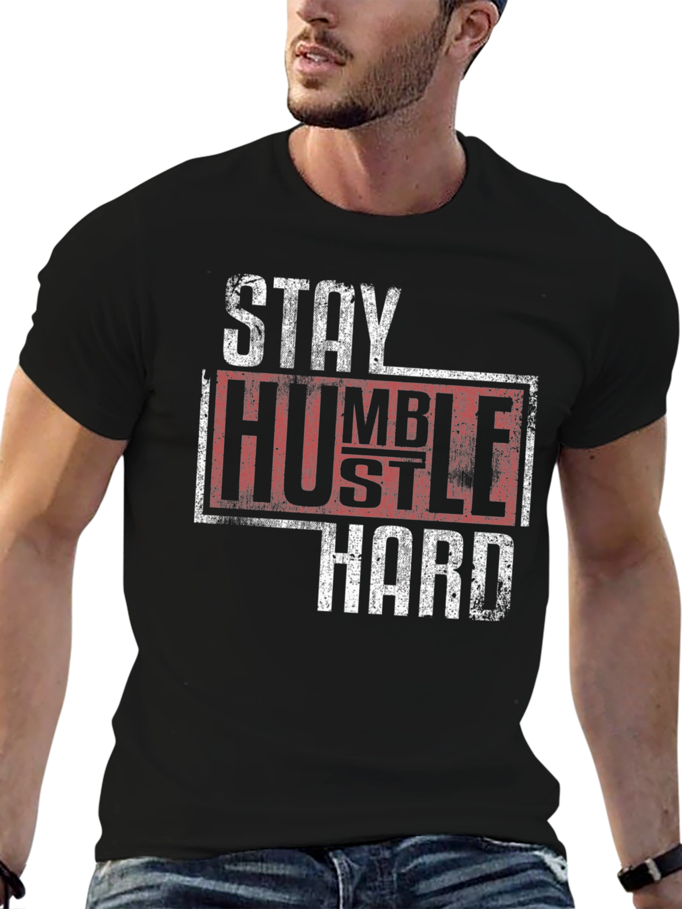 Stay Humble Hustle Hard Graphic Tee - Black