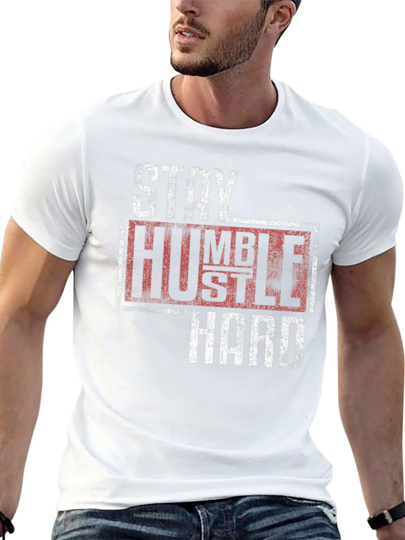 Stay Humble Hustle Hard Graphic Tee - Black