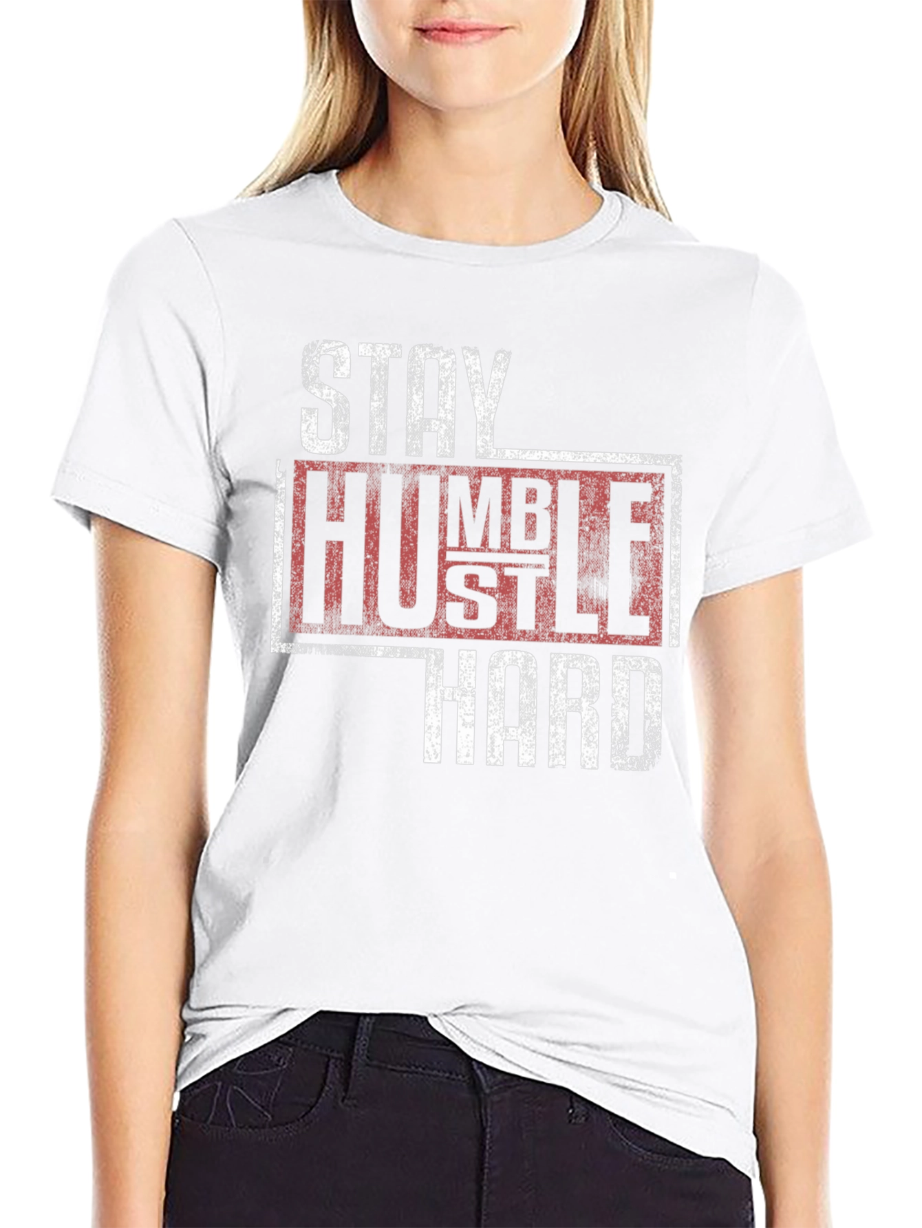 Stay Humble Hustle Hard Graphic Tee - Black