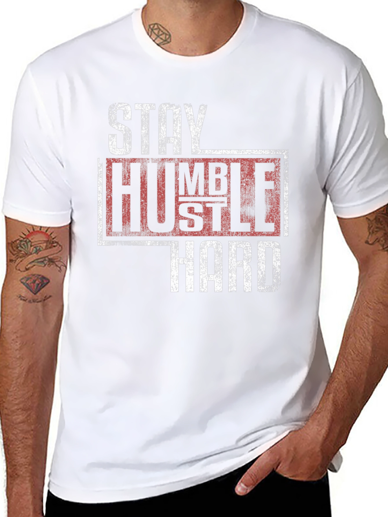 Stay Humble Hustle Hard Graphic Tee - Black